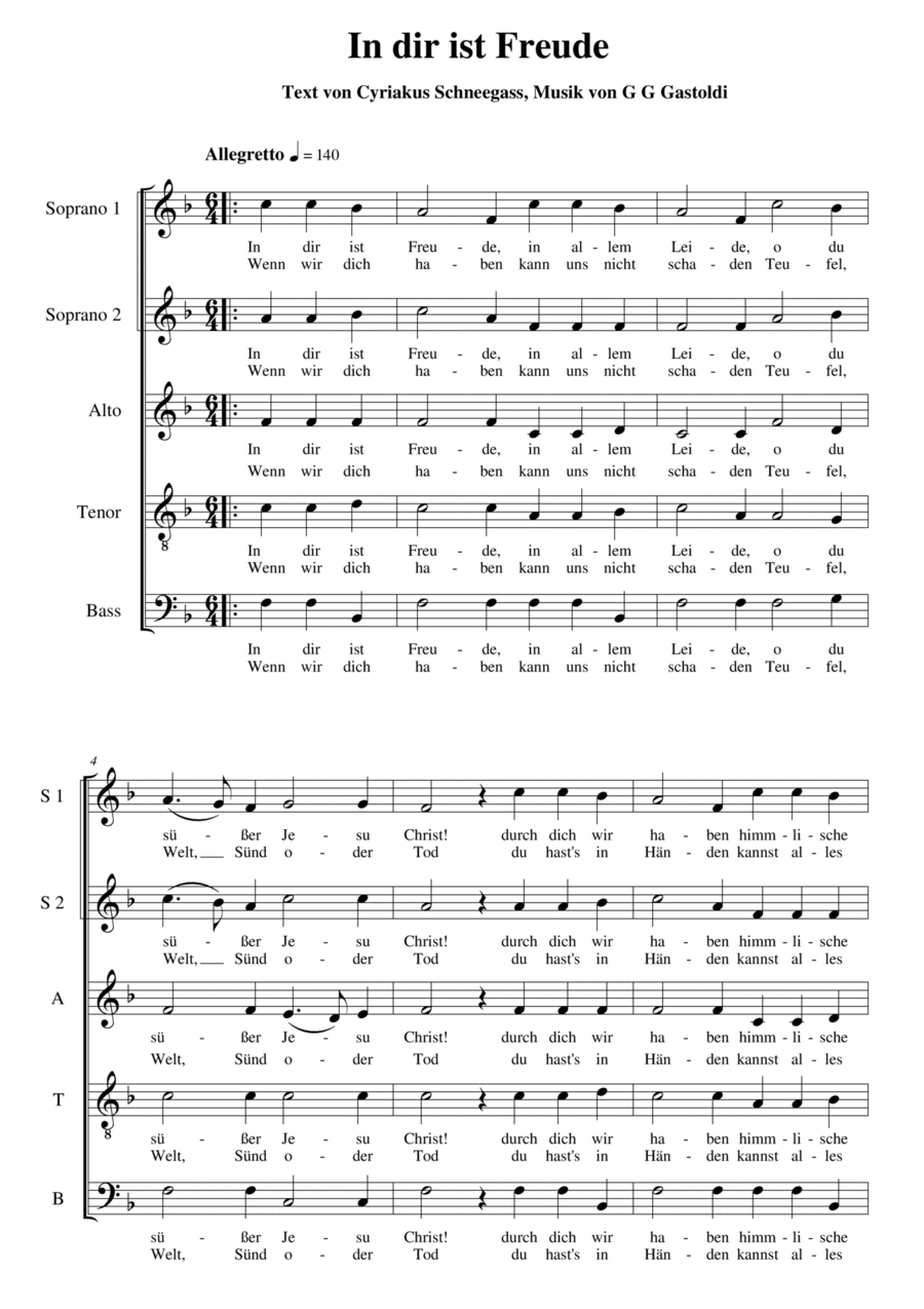 In dir ist Freude for SSATB choir SSATB scores gallery preview page 1