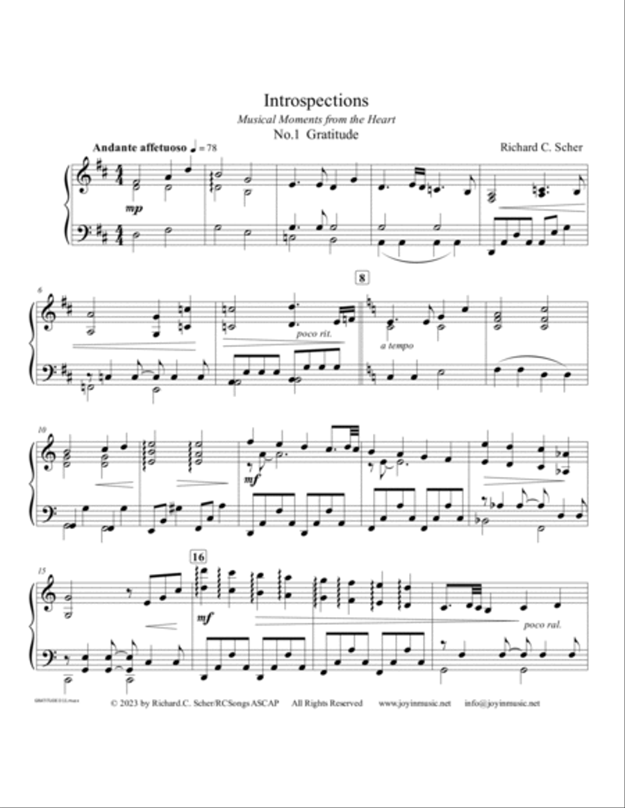 INTROSPECTIONS: Musical Moments from the Heart, Nos. 1, 2, 3 Piano Solo scores gallery preview page 2