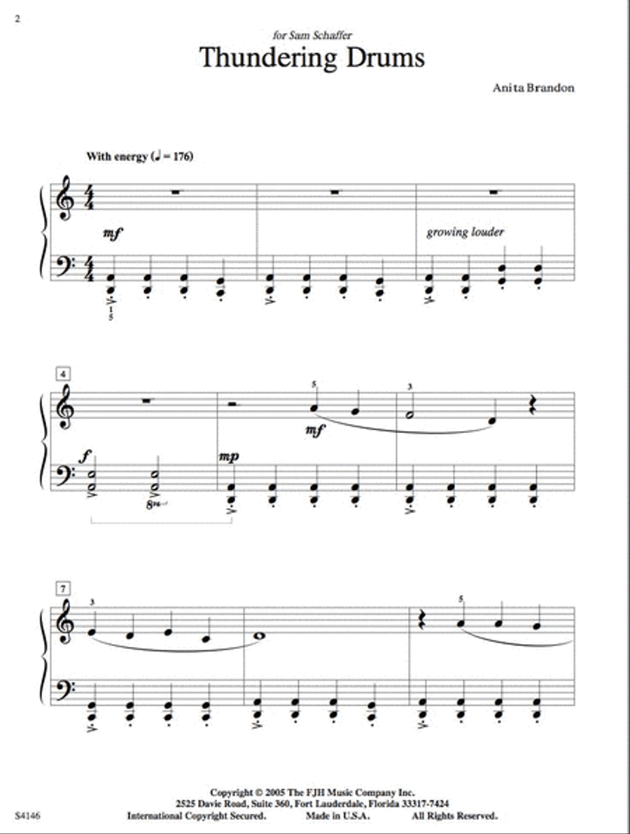 Thundering Drums Easy Piano scores gallery preview page 2