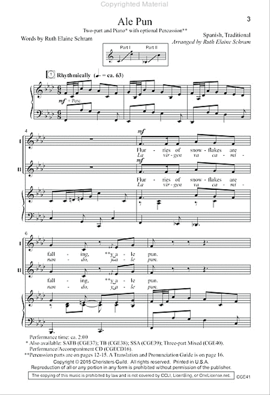 Ale Pun (Two-Part with opt. percussion) 2-Part scores gallery preview page 2