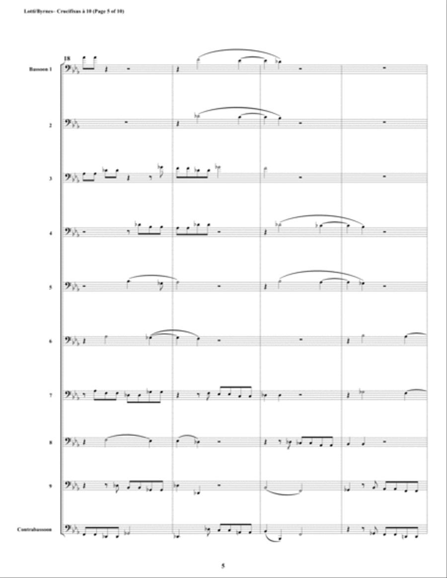 Crucifixus a 10 by Antonio Lotti (Bassoon Choir) Woodwind Ensemble scores gallery preview page 5
