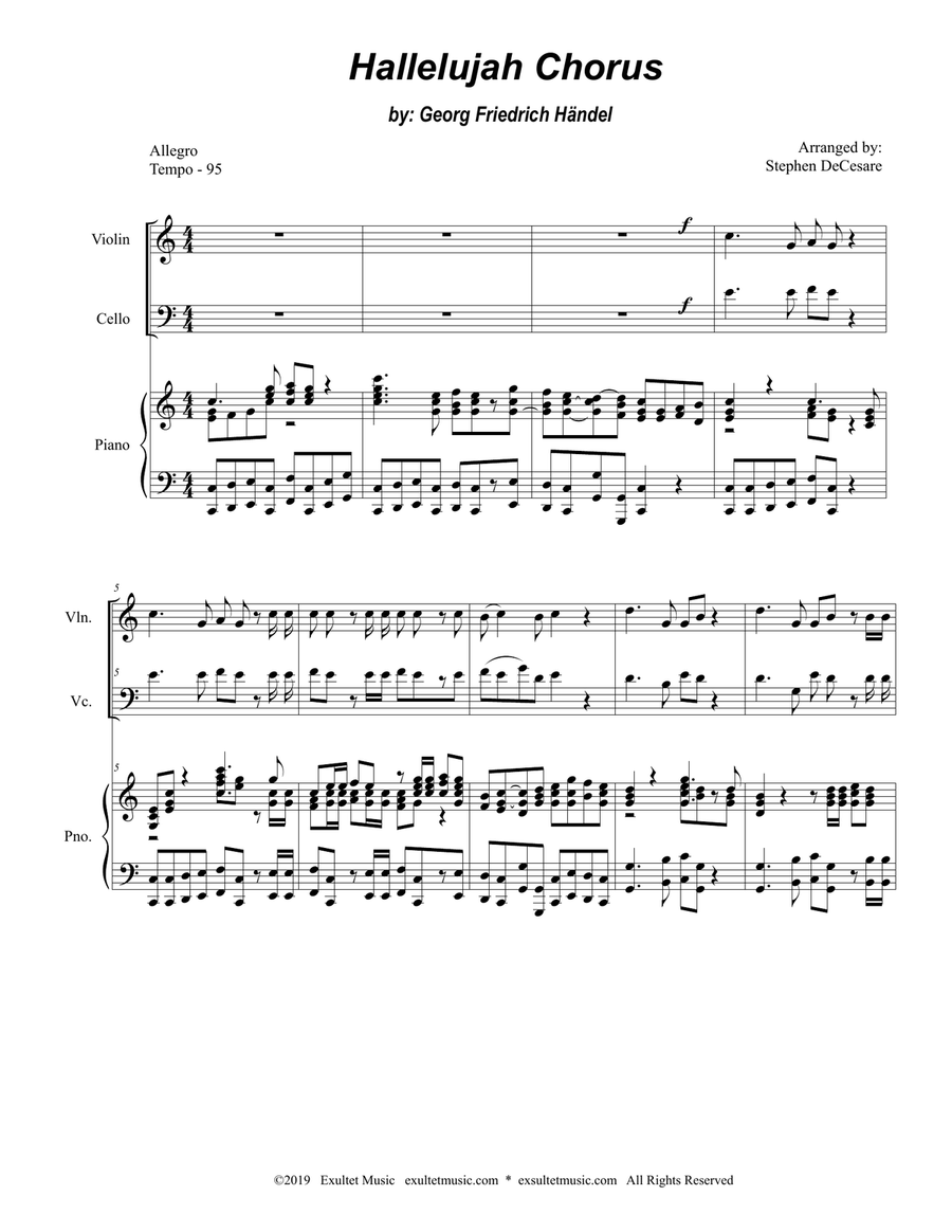Hallelujah instrumental piano violin cello top