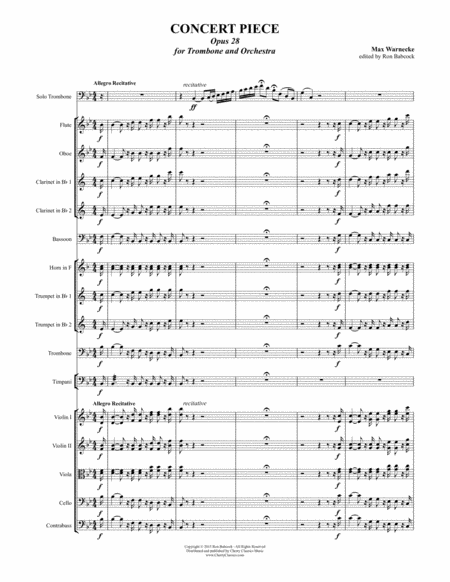 Concert Piece, Opus 28 for Solo Trombone & Orchestra