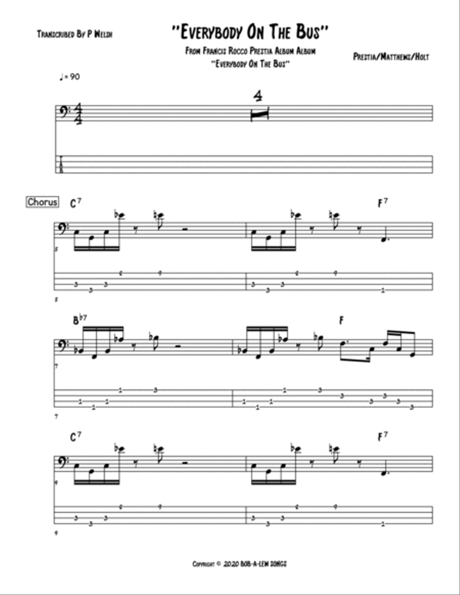 Everybody On The Bus Bass Guitar scores gallery preview page 1