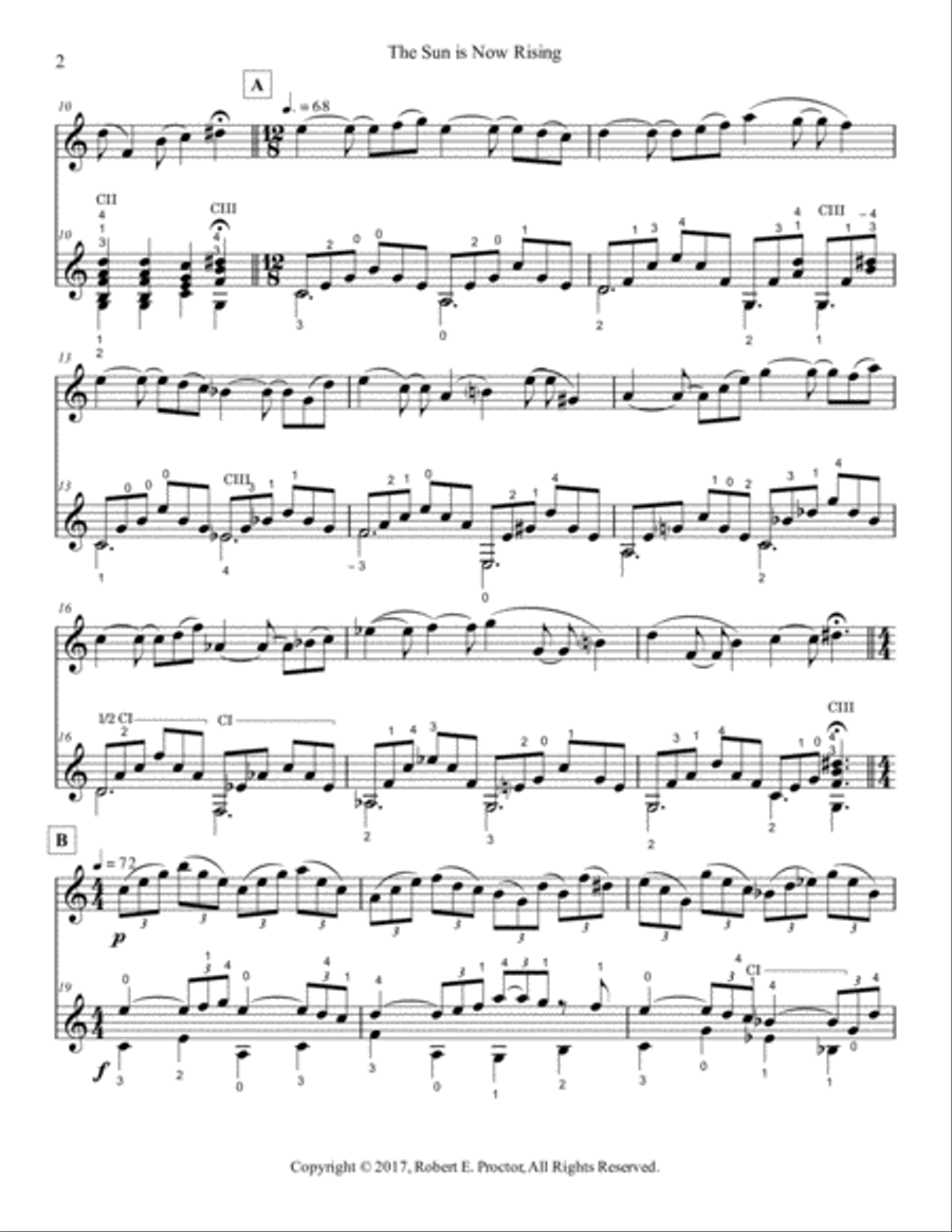 The Sun is Now Rising for Flute and Guitar Flute scores gallery preview page 3