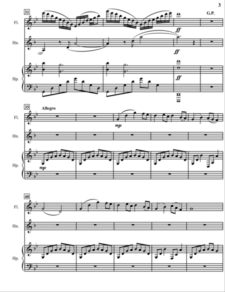 Ancient Song - Trio For Flute, Horn and Harp Revised Version Flute scores gallery preview page 5
