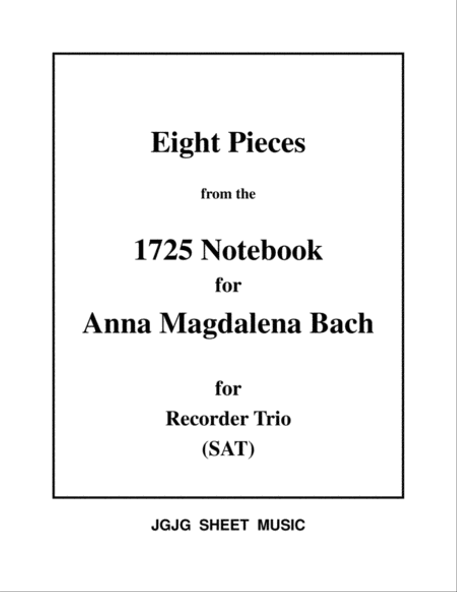 Eight Bach Pieces for Recorder Trio and Solo Recorder scores gallery preview page 1