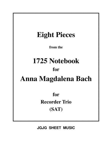 Eight Bach Pieces for Recorder Trio and Solo image number null