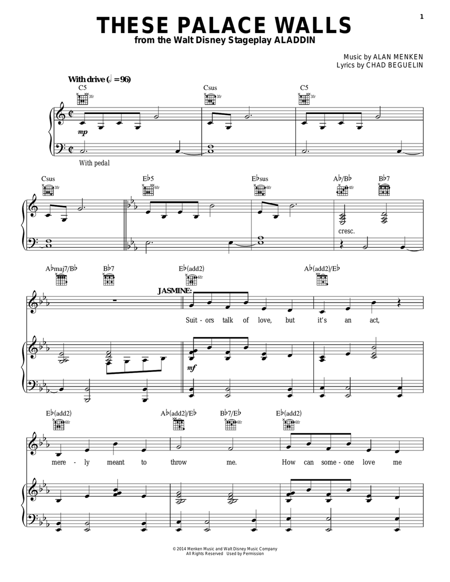 These Palace Walls (from Aladdin: The Broadway Musical) Guitar scores gallery preview page 1
