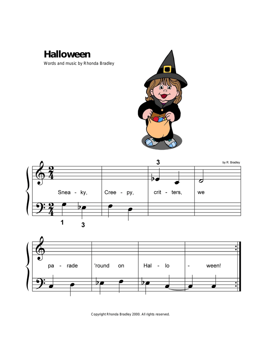 Halloween Song for kids + 2 bonus songs (primer level) Piano Method scores gallery preview page 2