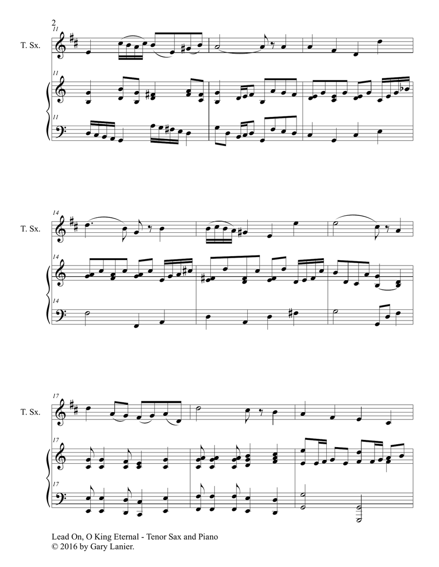 Gary Lanier: 3 GREAT HYMNS, Set III (Duets for Tenor Sax & Piano) Woodwind Duet scores gallery preview page 3