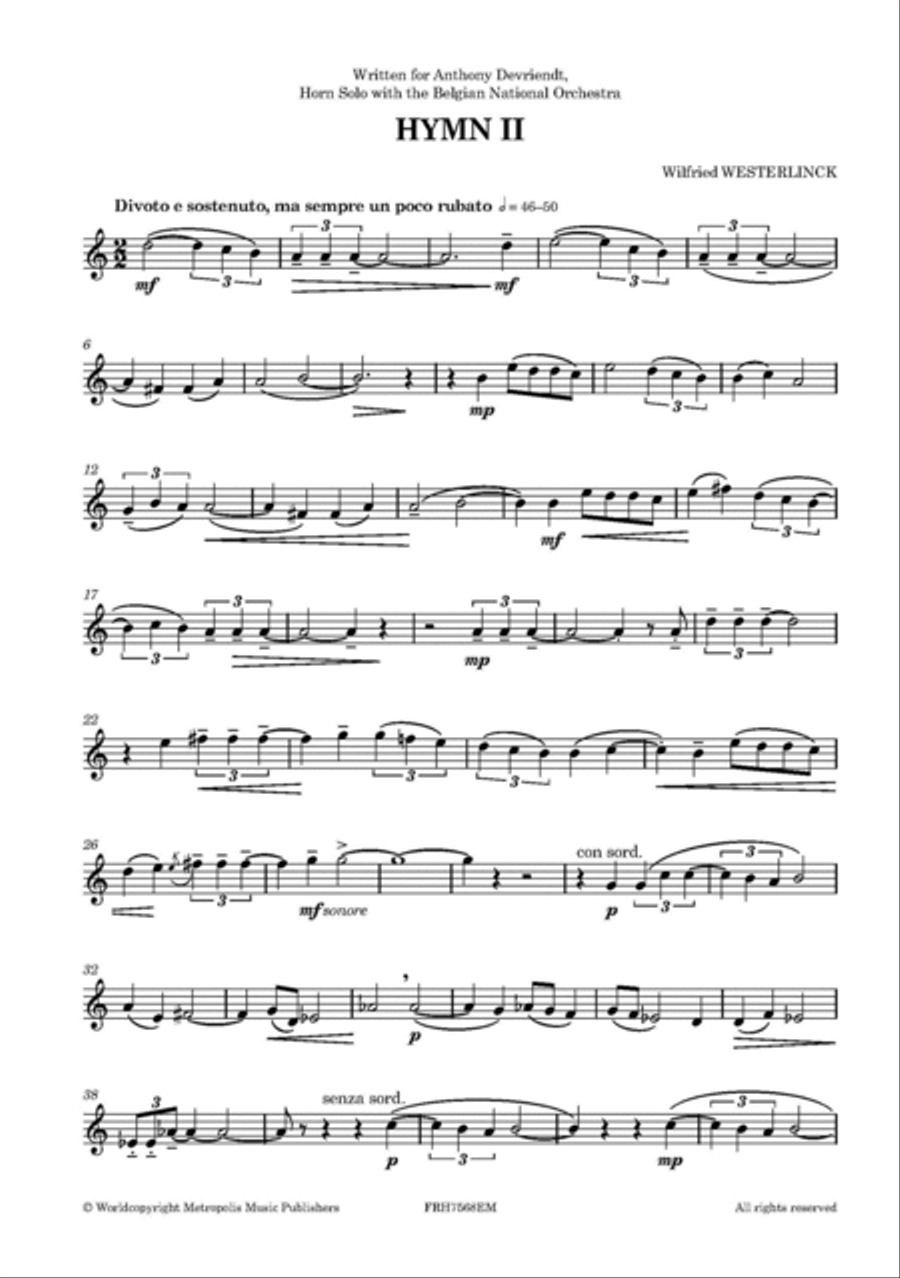 Hymn II for Horn Solo Hymn II for Horn Solo Horn Solo scores gallery preview page 2