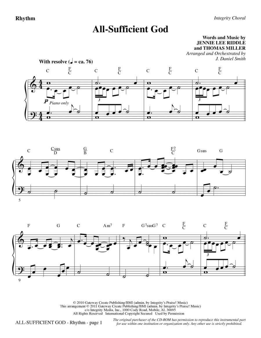 All-Sufficient God - Rhythm Choir scores gallery preview page 1
