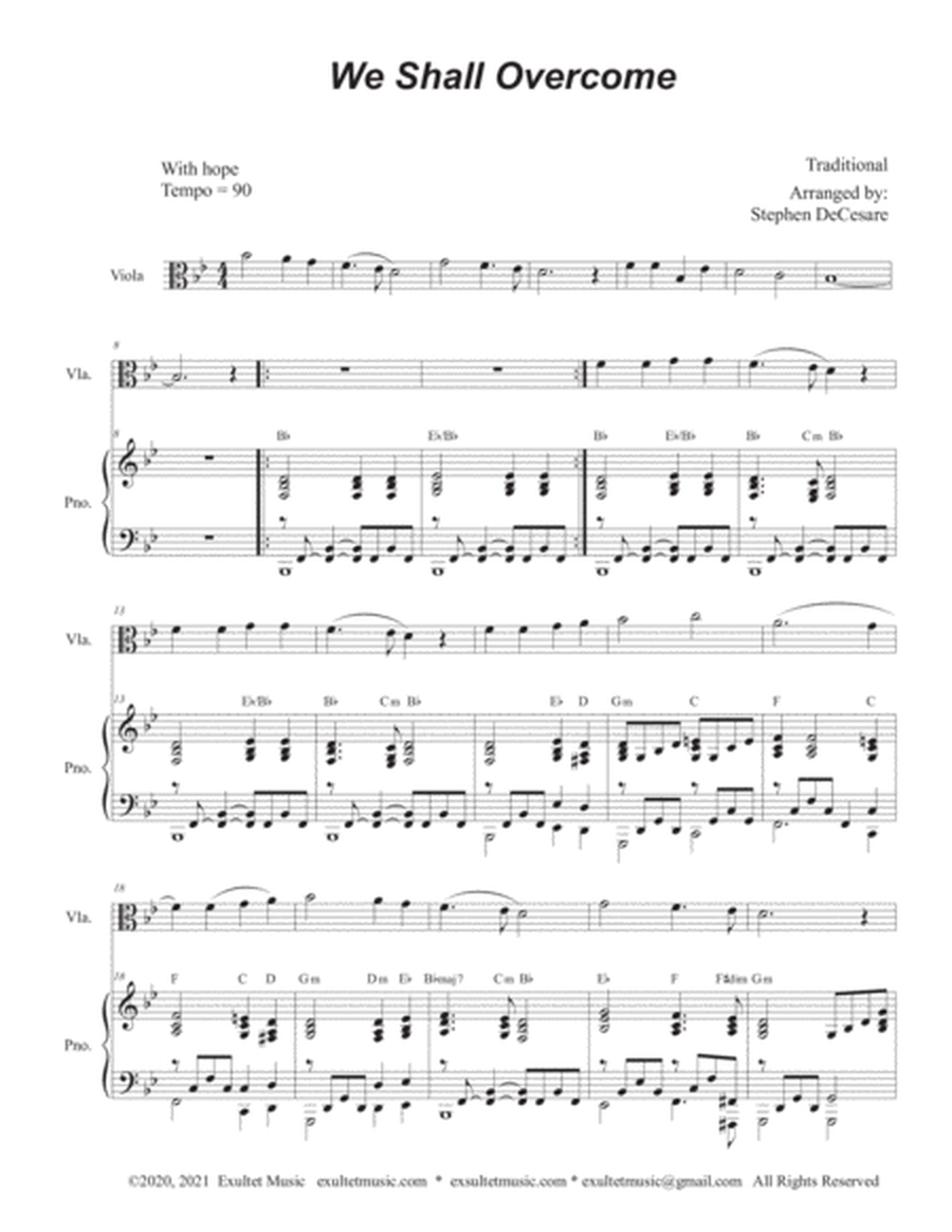 We Shall Overcome (Viola solo and Piano) image number null