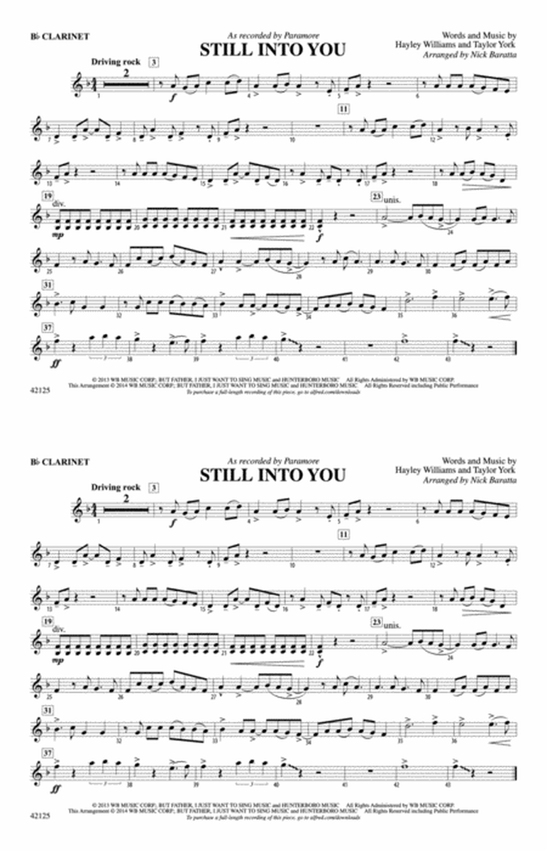 Still into You: 1st B-flat Clarinet