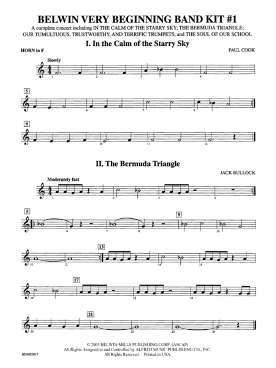Belwin Very Beginning Band Kit #1: 1st F Horn Concert Band scores gallery preview page 1
