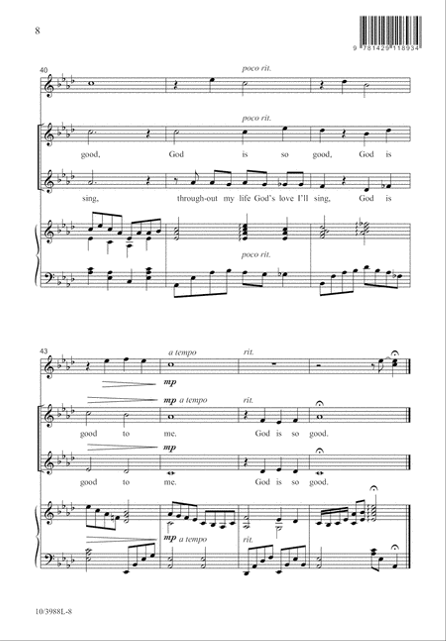 God Is So Good Unison Choir scores gallery preview page 8