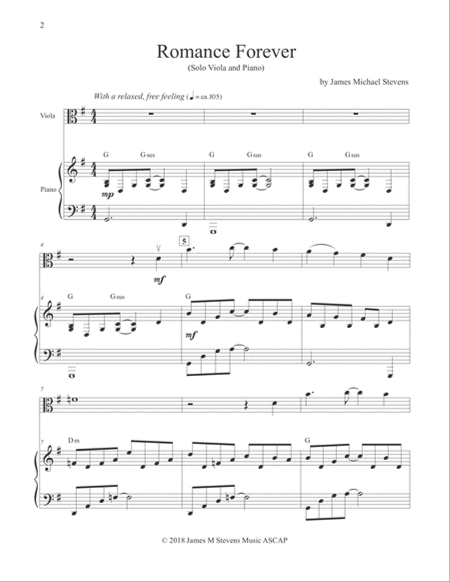 Romance Forever - Viola, Piano, and Light Orchestration Viola scores gallery preview page 2