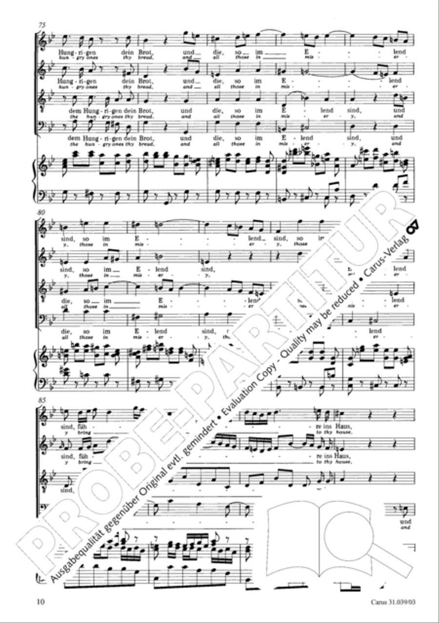 Give the hungry ones thy bread (Brich dem Hungrigen dein Brot) 4-Part scores gallery preview page 11
