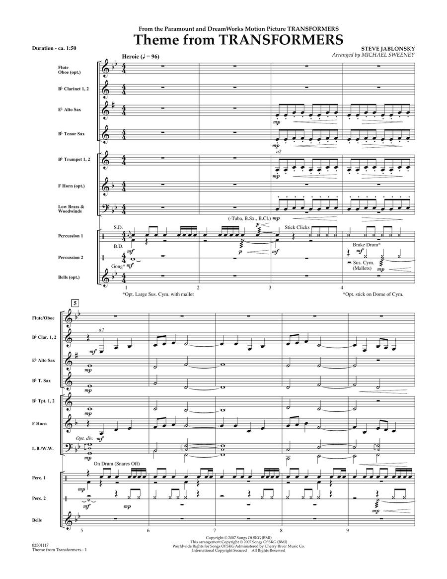Theme From Transformers - Full Score