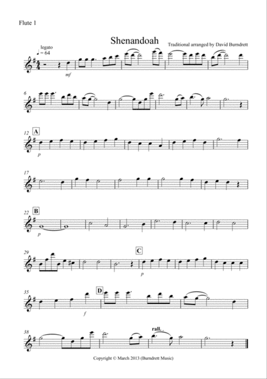 Shenandoah for Flute Quartet Flute Quartet scores gallery preview page 4