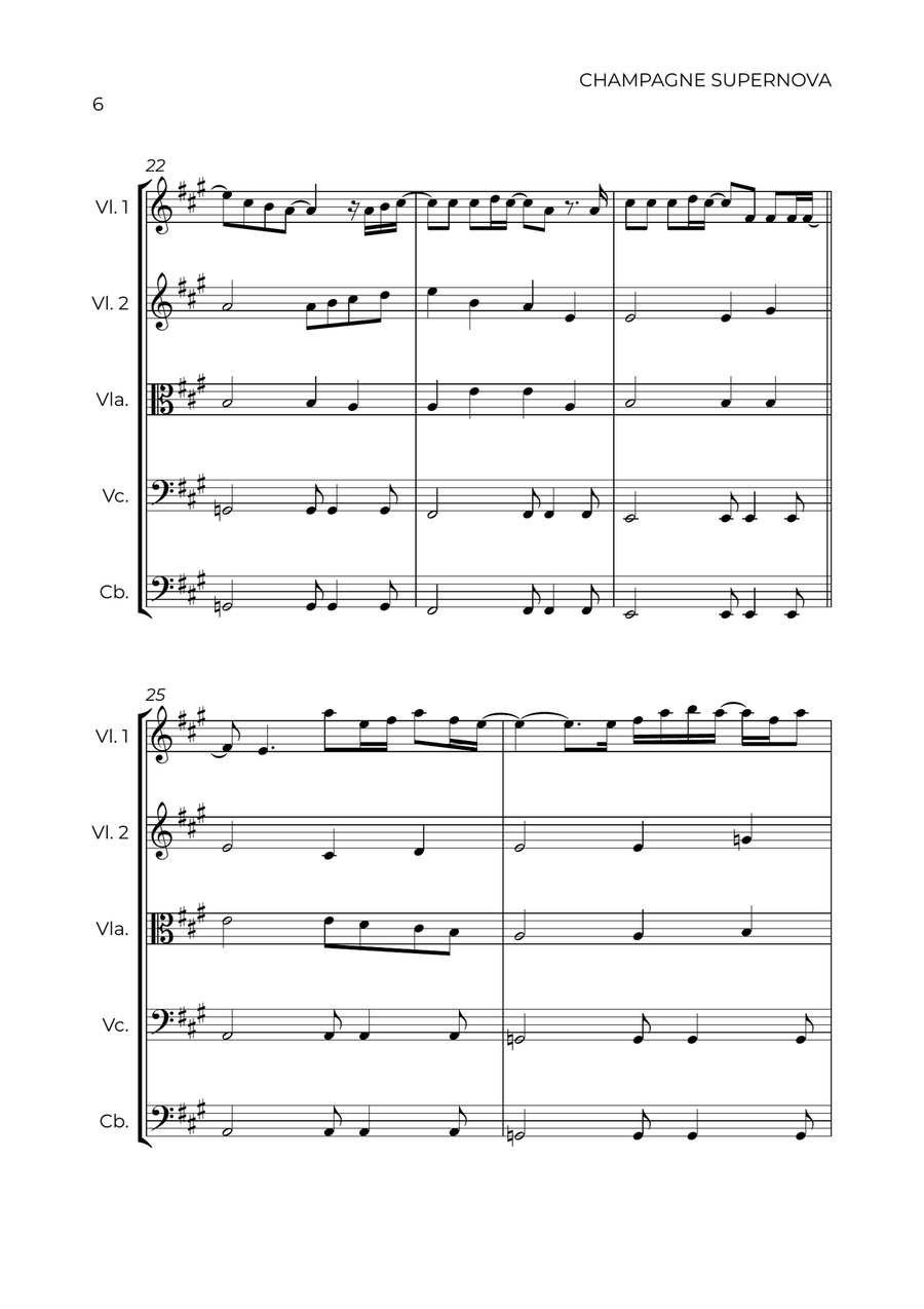 Champagne Supernova String Quintet scores gallery preview page 6