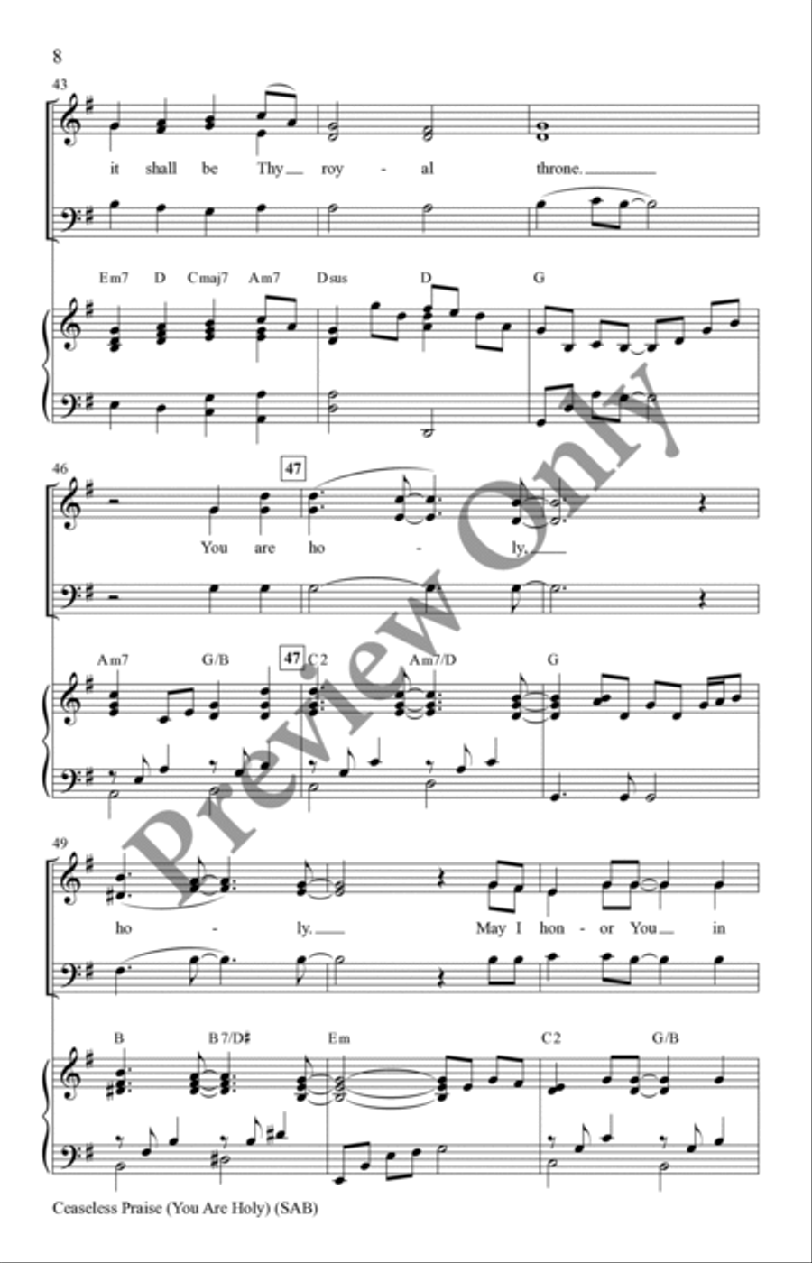Ceaseless Praise (You Are Holy) SAB 3-Part scores gallery preview page 7