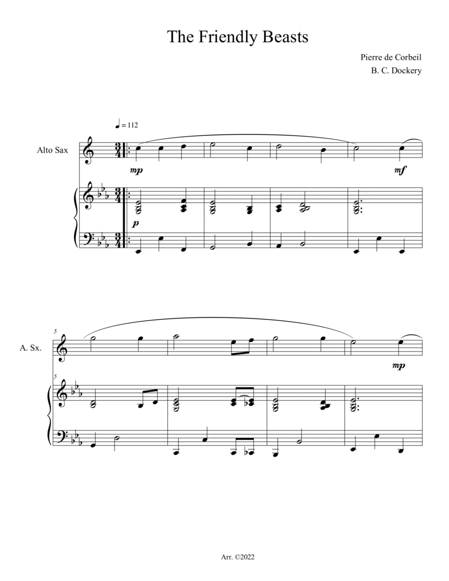 The Friendly Beasts (Alto Sax Solo with Piano Accompaniment)
