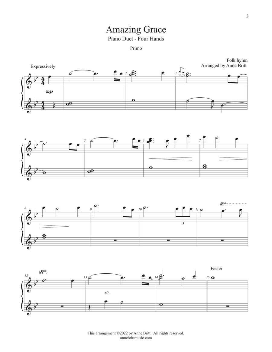 Piano Duets: The Easier Sacred Collection 1 Piano, 4-Hands scores gallery preview page 5