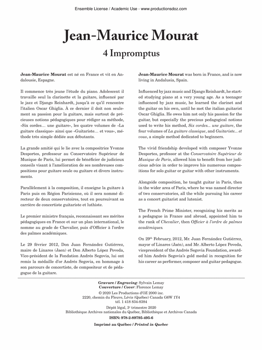 4 Impromptus Classical Guitar scores gallery preview page 1