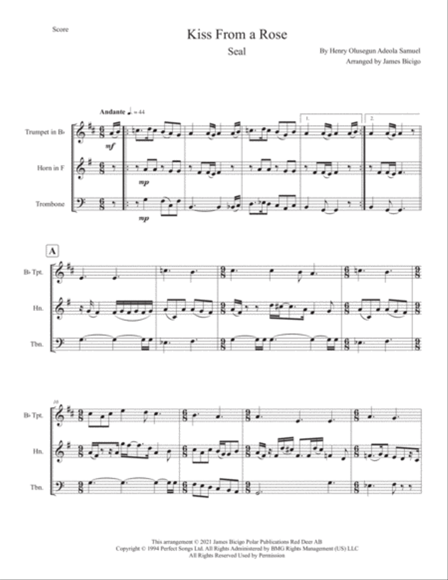 Kiss From A Rose Horn scores gallery preview page 1