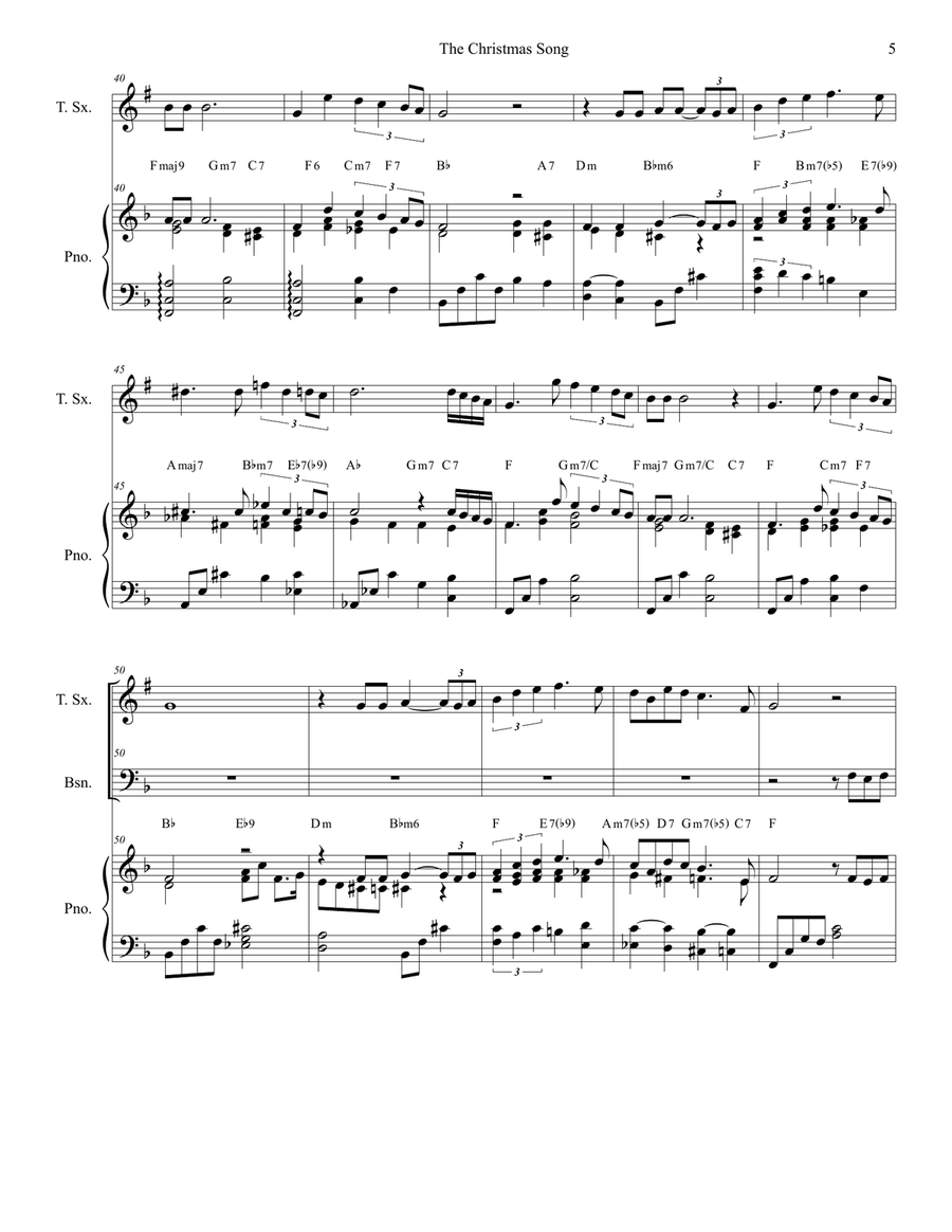 The Christmas Song (Chestnuts Roasting On An Open Fire) Woodwind Quartet scores gallery preview page 5