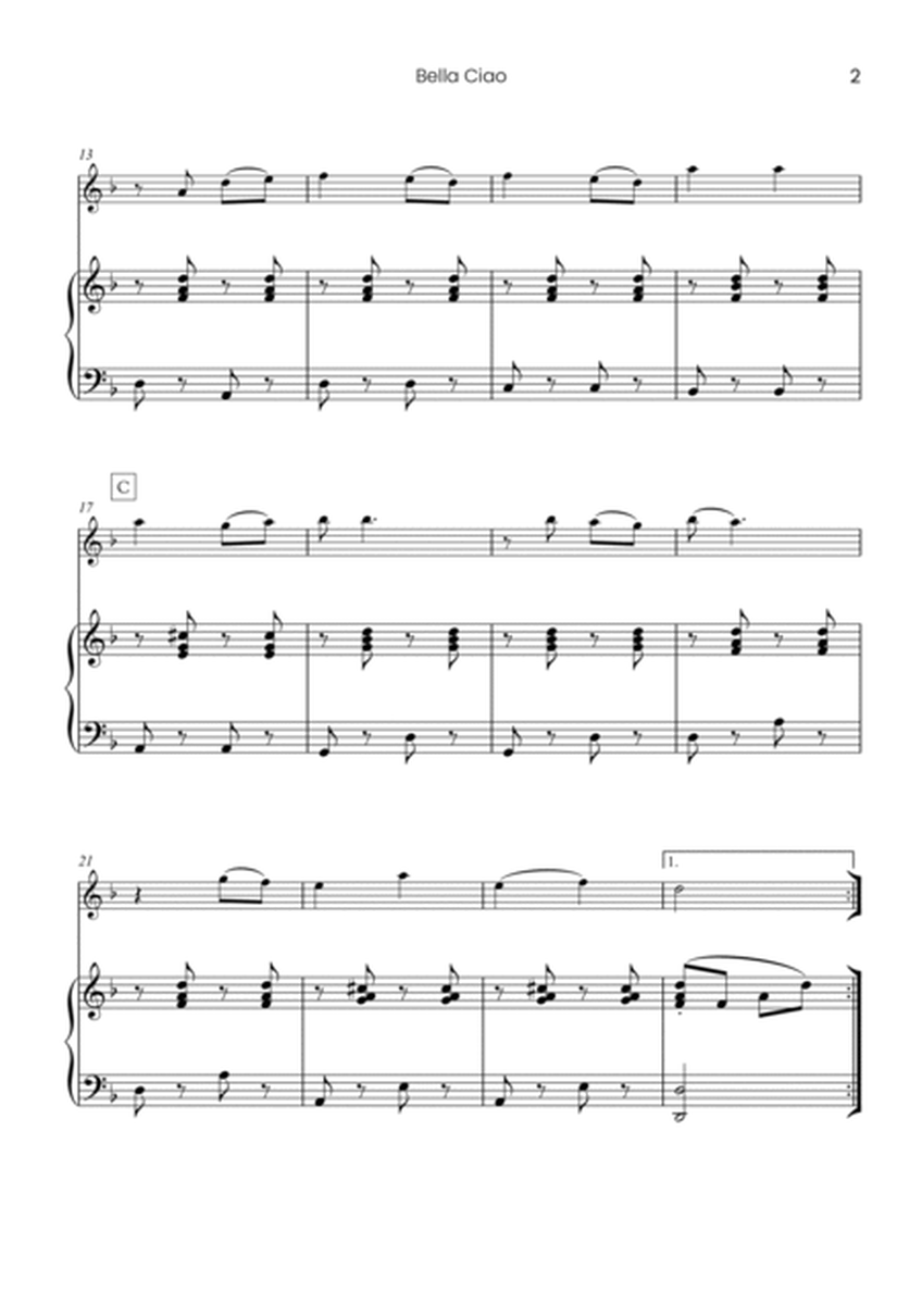 Bella Ciao - Solo alto recorder and piano accompaniment (Easy) image number null