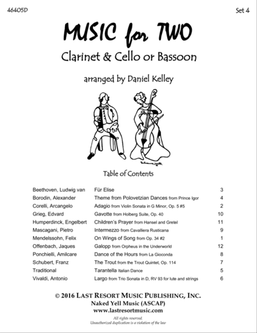 Music for Two Wedding & Classical Favorites for Clarinet & Cello or Bassoon - Set 4 Small Ensemble scores gallery preview page 3