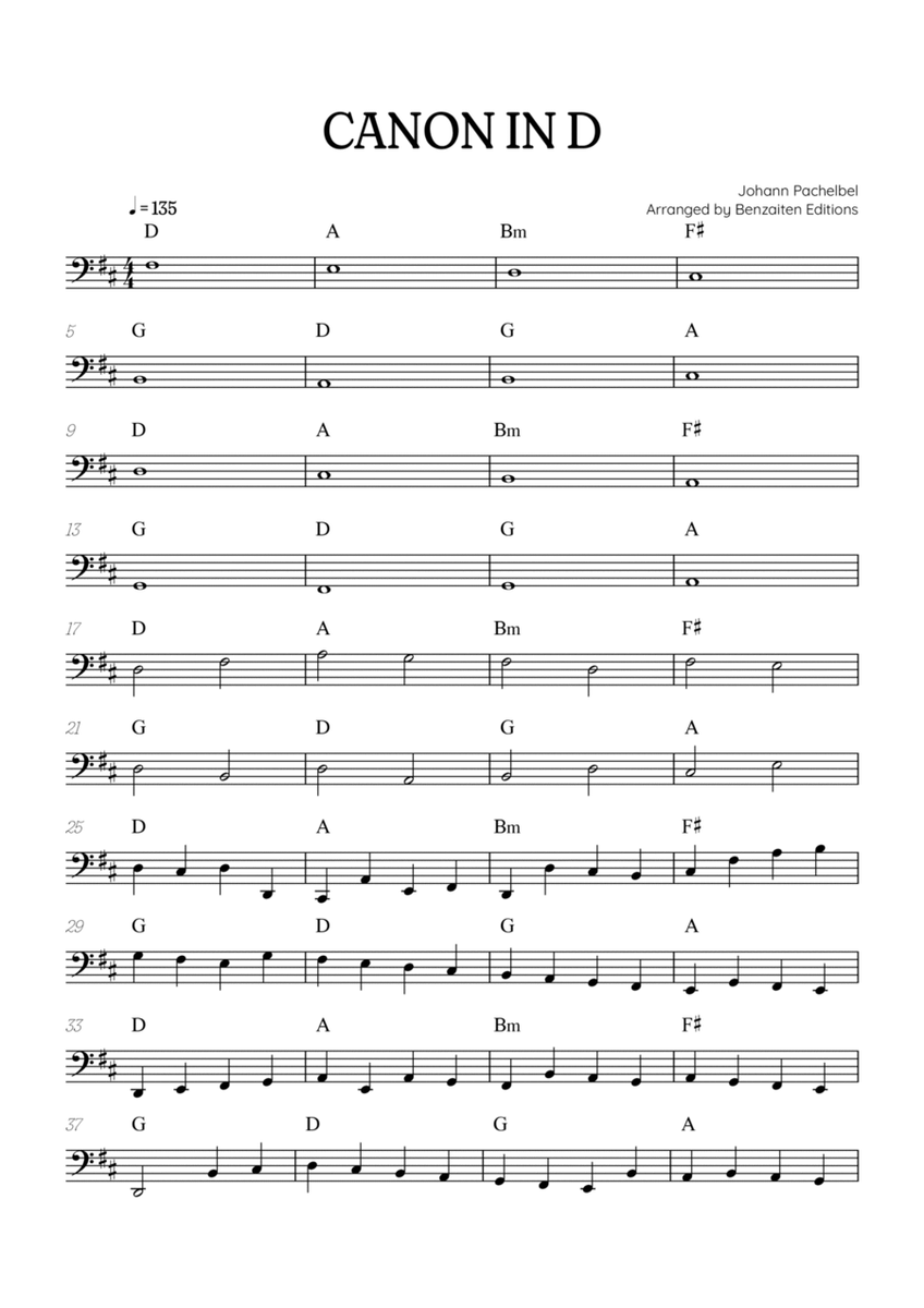 Pachelbel Canon in D • bassoon sheet music with chords image number null
