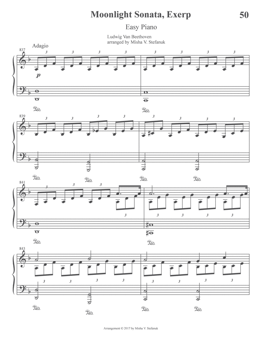 Moonlight Sonata, Easy Piano Classics Easy Piano scores gallery preview page 1