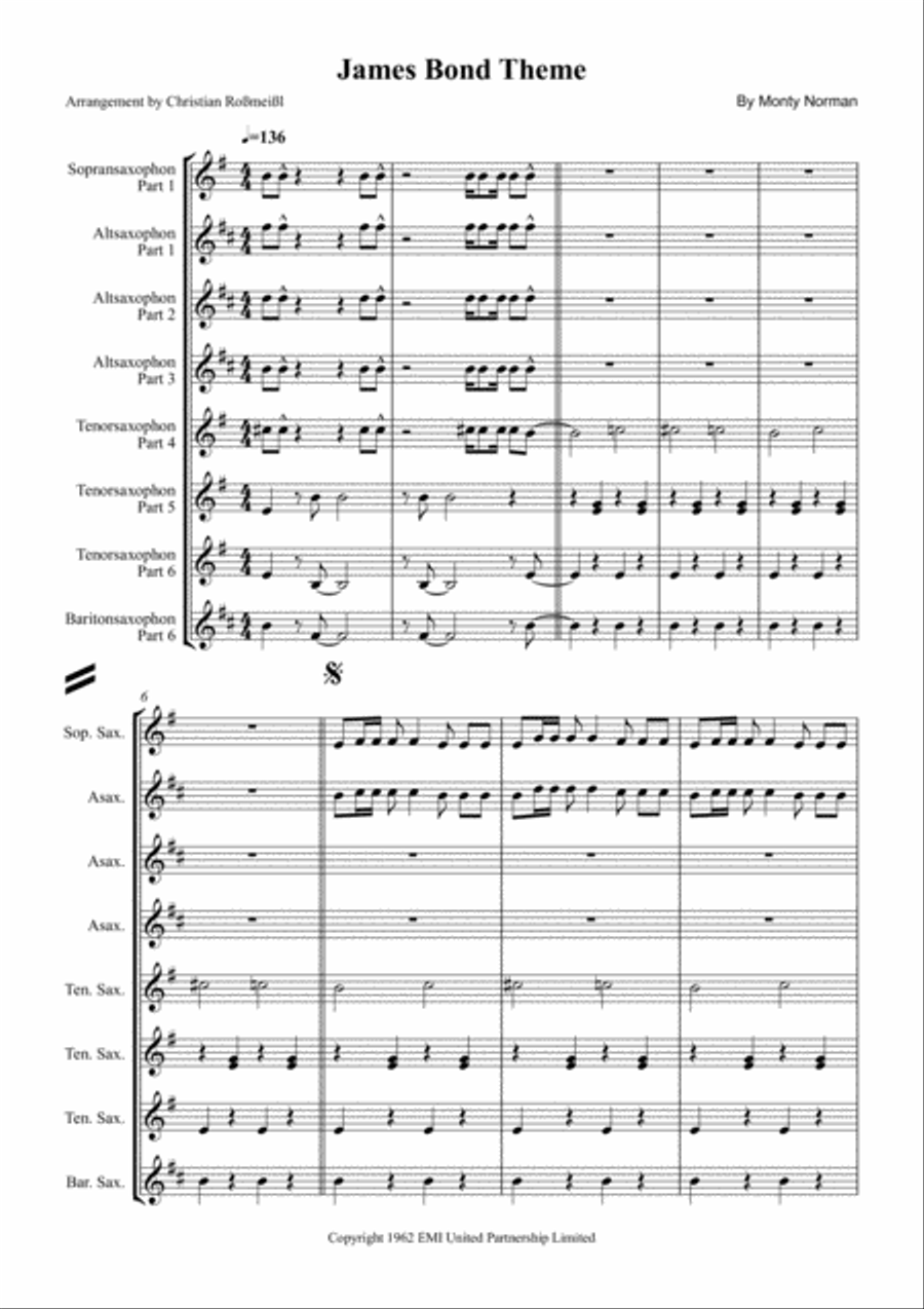 James Bond Theme Woodwind Quintet scores gallery preview page 2
