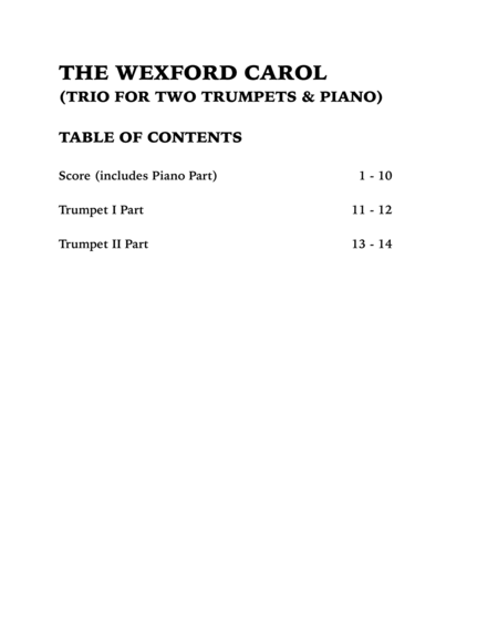 The Wexford Carol (Trio for Two Trumpets and Piano) image number null