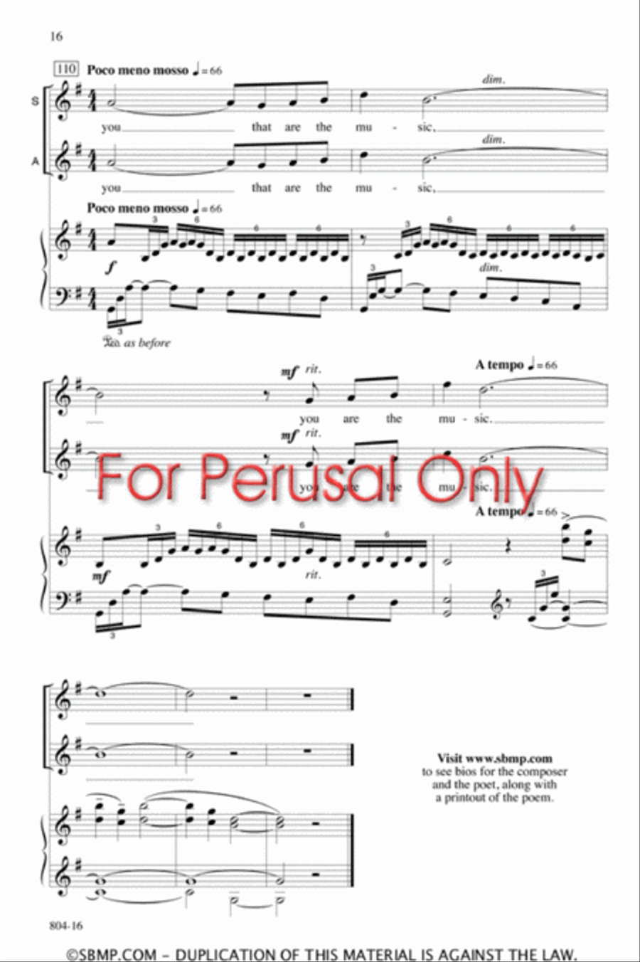 You Are the Music - SSAA Octavo SSAA scores gallery preview page 16