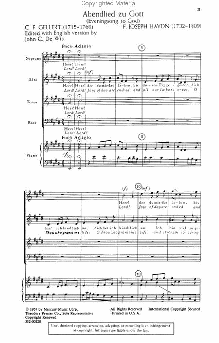Evening Song To God (Abendlied Zu Gott) 4-Part scores gallery preview page 2