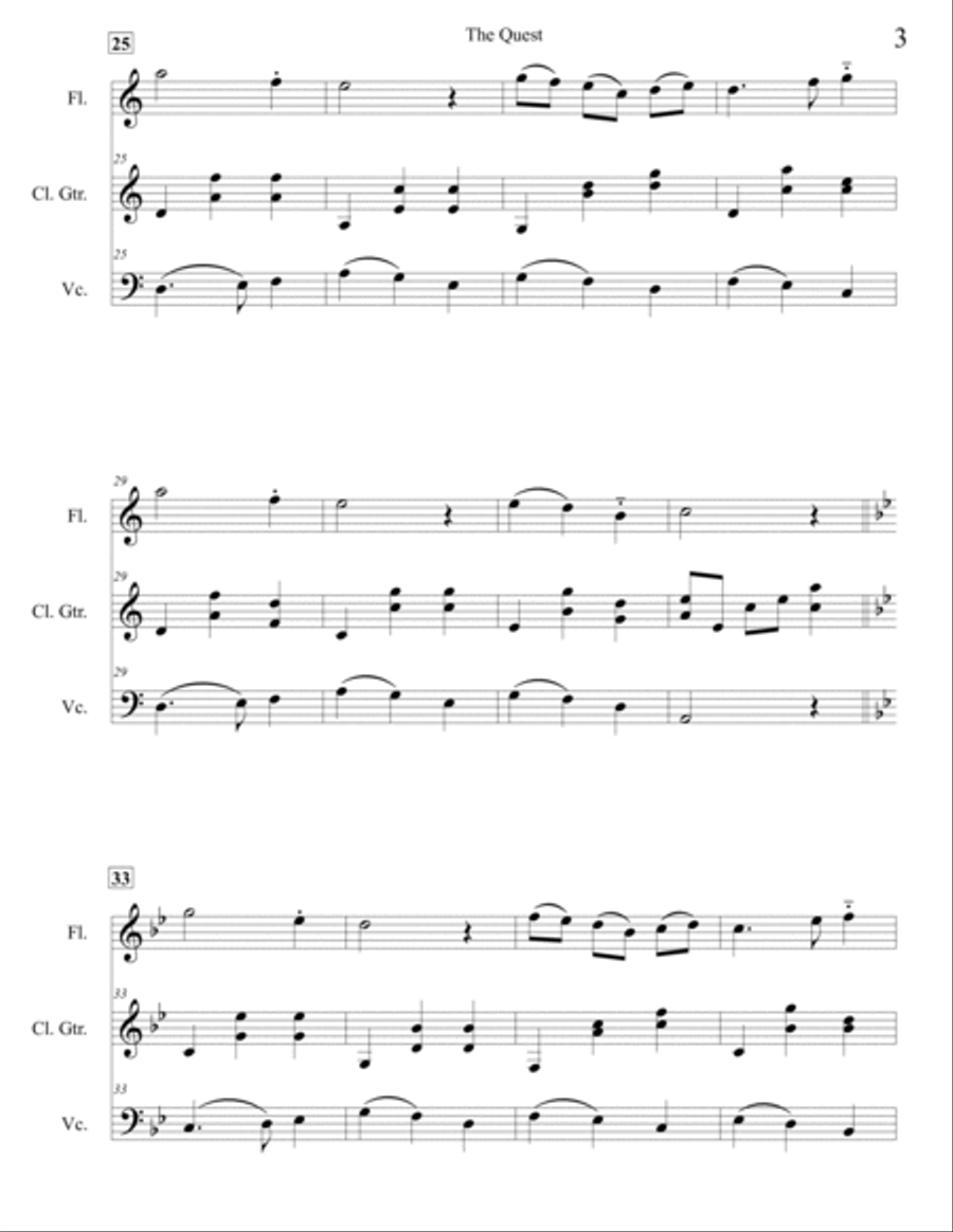The Quest - trio for Flute, Classical Guitar, and Cello Chamber Music scores gallery preview page 3