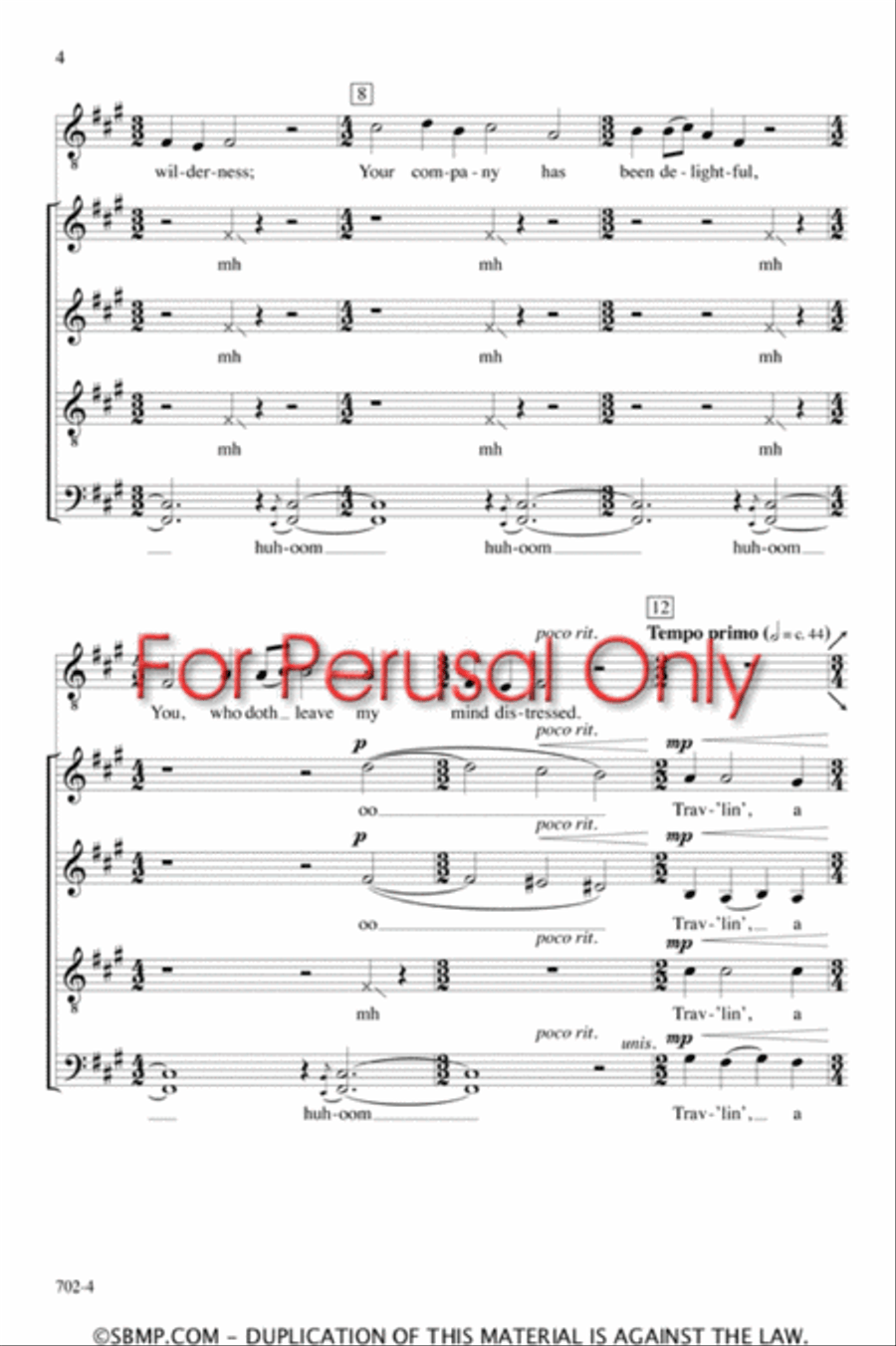 Long Time Trav'ling - SATB divisi Octavo Divisi scores gallery preview page 3