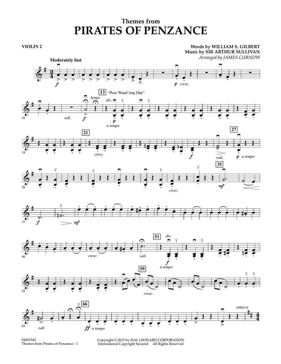 Themes from Pirates of Penzance - Violin 2 Orchestra scores gallery preview page 1