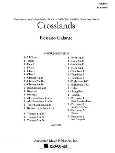 Crosslands by Rossano Galante Concert Band - Sheet Music