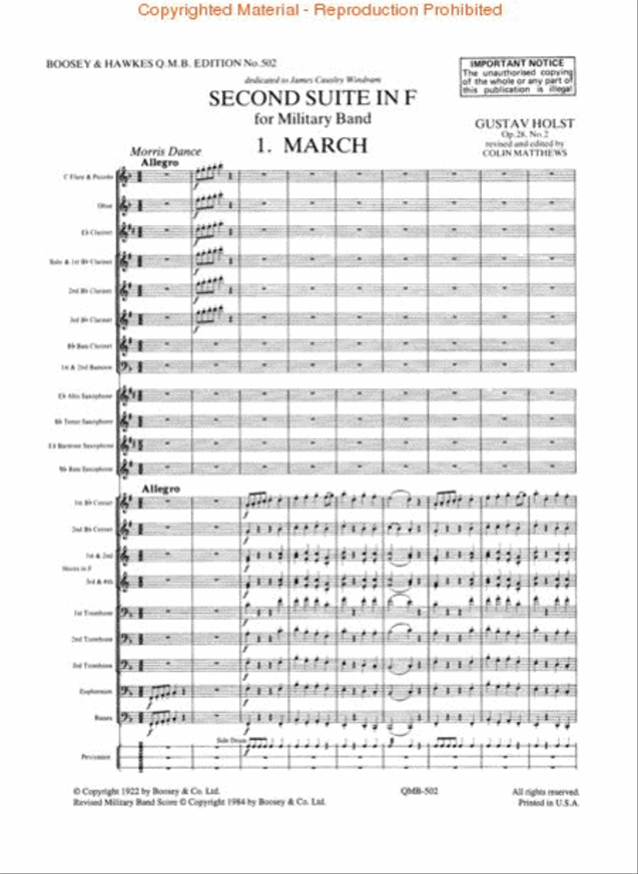 Second Suite in F (Revised) Concert Band scores gallery preview page 2