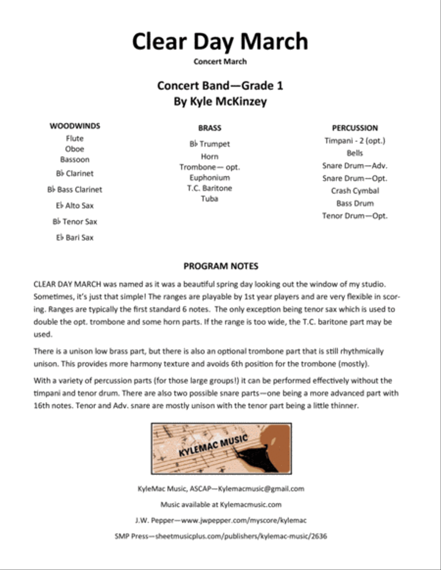 Clear Day March Concert Band scores gallery preview page 2