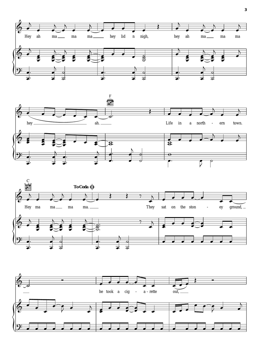 Life In A Northern Town Life In A Northern Town Piano, Vocal, Guitar scores gallery preview page 3