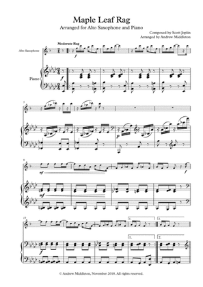 Maple Leaf Rag for Alto Saxophone and Piano