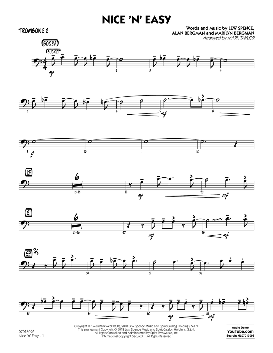 Nice 'n' Easy - Trombone 2 Jazz Ensemble scores gallery preview page 1