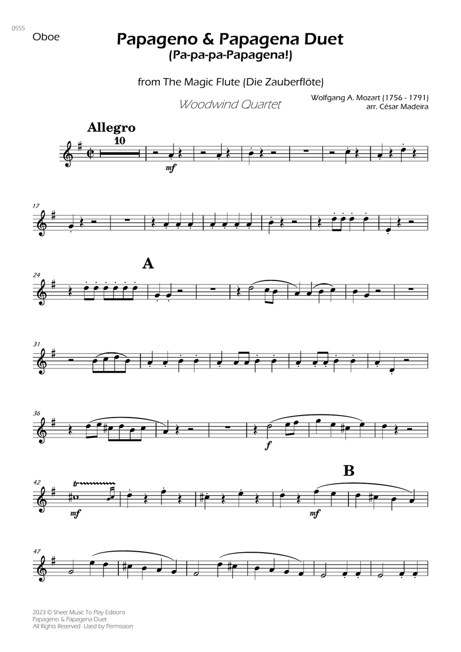 Papageno and Papagena Duet - Woodwind Quartet (Individual Parts) Woodwind Quartet scores gallery preview page 4